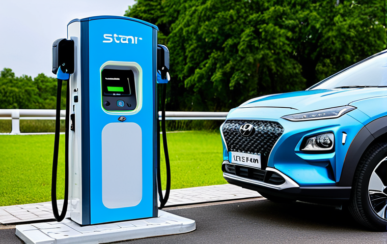 타타 넥슨 EV와 현대 코나 EV 비교 - Hyundai Kona EV - Highway Trip**

A blue Hyundai Kona EV cruising on a highway with mountains in the...