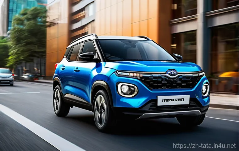 타타 펀치의 최신 트림 분석 - Image Prompt 1: Striking Urban Presence**